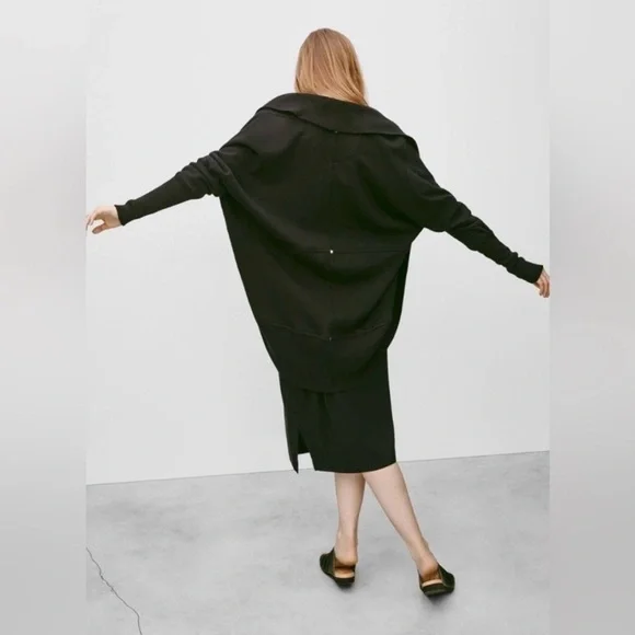 Aritzia Wilfred Diderot Slouchy Cocoon Sweater Cardigan Grey Cotton Modal XXS - Picture 15 of 15